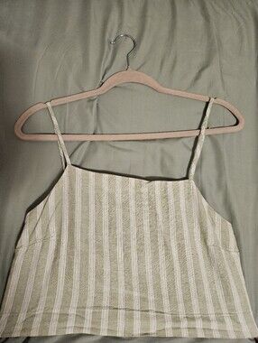 Cotton On Striped Spaghetti Strap Crop Top With Tie Back Detail